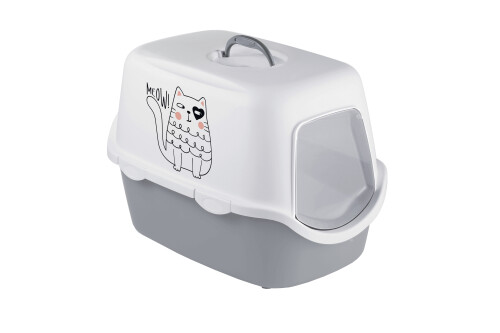 Stefanplast Cathy Griffe Gri/Beyaz Kedi Tuvaleti 56x40x40 cm - 1