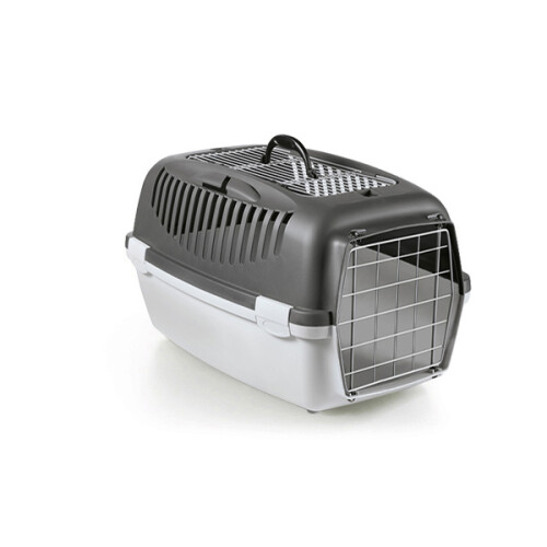 Stefanplast Gulliver 3 Üstten Açılır Metal Kapılı Kedi ve Köpek Taşıma Çantası Gri 61x40x38cm - 1