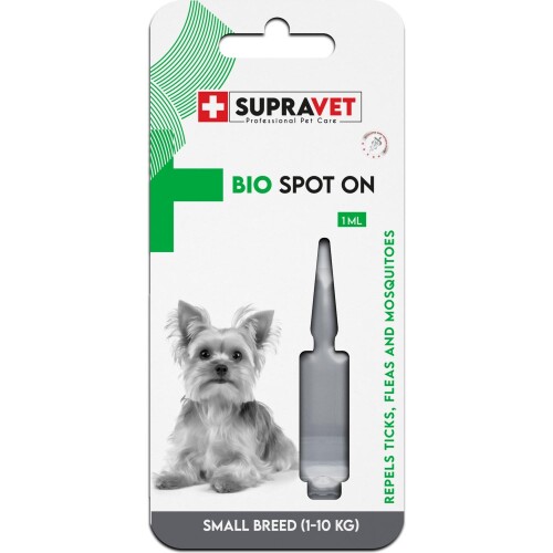 Supravet Küçük Irk Köpek Deri ve Tüy Bakım Yağı; Bit Pire Kene Dış Parazit Ense Damlası 1-10 kg (1 ml) - 1