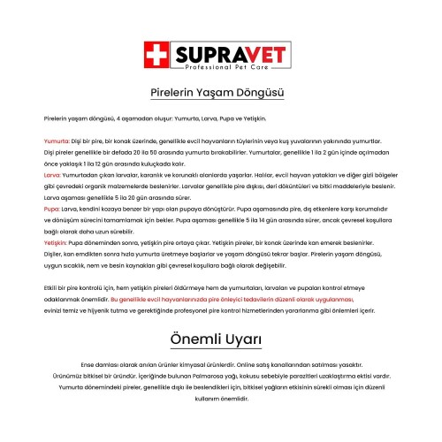 Supravet Küçük Irk Köpek Deri ve Tüy Bakım Yağı; Bit Pire Kene Dış Parazit Ense Damlası 1-10 kg (1 ml) - 2