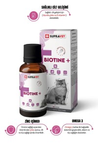 Supravet Plus + B For Cats Biotine Damla 100 ml + Zinc + Multi Vitamin (Kediler İçin Tüy Sağlığı Damlası) - Supravet