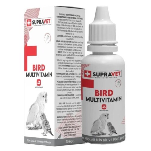 Supravet Plus Kanarya Papağan Güvercin ve Muhabbet Kuşları için Multivitamin Damla 30 Ml - 1