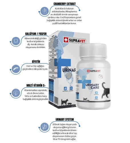 Supravet Urinary Care Kedi ve Köpek İçin İdrar Sağlığı Sistem Destekleyici Tablet (75 Tablet) - 2