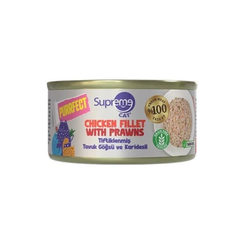 Supreme Cat Purrfect Tiftiklenmiş Tavuk Göğsü ve Karidesli Yetişkin Kedi Konservesi 70 gr - 1