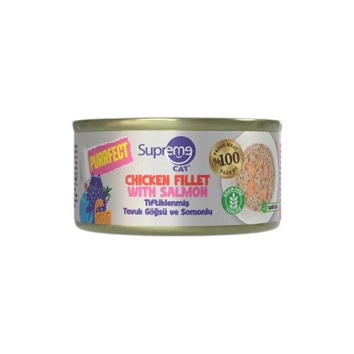 Supreme Cat Purrfect Tiftiklenmiş Tavuk Göğsü ve Somonlu Yetişkin Kedi Konservesi 70 gr - 1