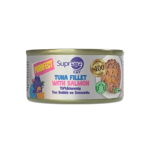 Supreme Cat Purrfect Tiftiklenmiş Ton Balıklı ve Somonlu Yetişkin Kedi Konservesi 70 gr - 1