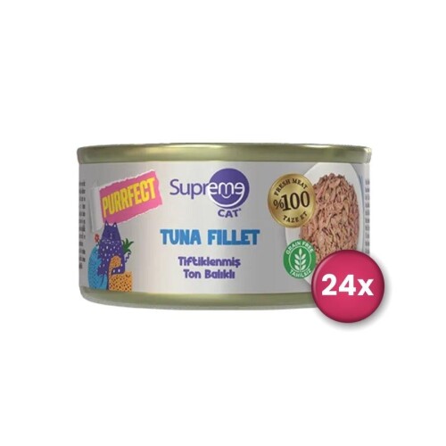 Supreme Cat Purrfect Tiftiklenmiş Ton Balıklı Yetişkin Kedi Konservesi 70 gr X 24 Adet - 1