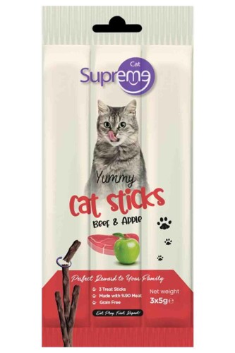 Supreme Cat Sığır Etli ve Elmalı Kedi Ödül Çubuğu 3 X 5 gr - 1