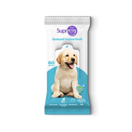 Supreme Hipoalerjenik Kokusuz Köpek Temizleme Mendili 60'lı - 1