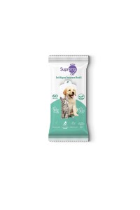 Supreme Yeşil Çaylı Kedi ve Köpek Temizleme Mendili 60 Adet - Supreme