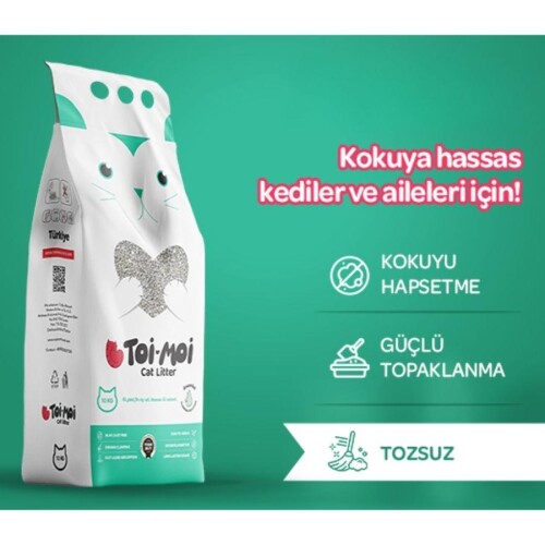 Toi Moi Kokusuz İnce Taneli Topaklanan Bentonit Kedi Kumu 10 kg - 2