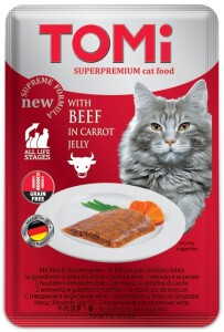 Tomi Pouch Pate Dana Eti ve Havuçlu Tahılsız Yetişkin Kedi Konservesi 100 gr - Tomi