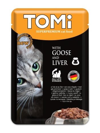 Tomi Pouch Kaz Etli ve Ciğerli Yetişkin Kedi Konservesi 100 gr - 1