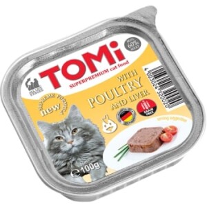 Tomi Pate Kümes Hayvanı ve Ciğerli Kedi Yetişkin Konservesi 100 gr - Tomi