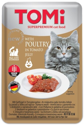 Tomi Pouch Pate Kümes Hayvanı ve Domatesli Tahılsız Yetişkin Kedi Konservesi 100 gr - 1