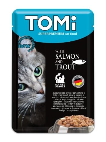 Tomi Pouch Somonlu ve Alabalıklı Yetişkin Kedi Konservesi 100 gr - 1