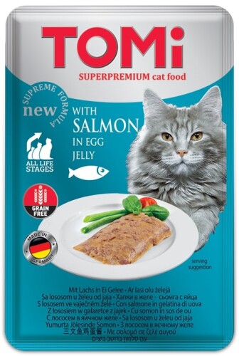 Tomi Pouch Pate Somonlu ve Yumurtalı Tahılsız Yetişkin Kedi Konservesi 100 gr - 1