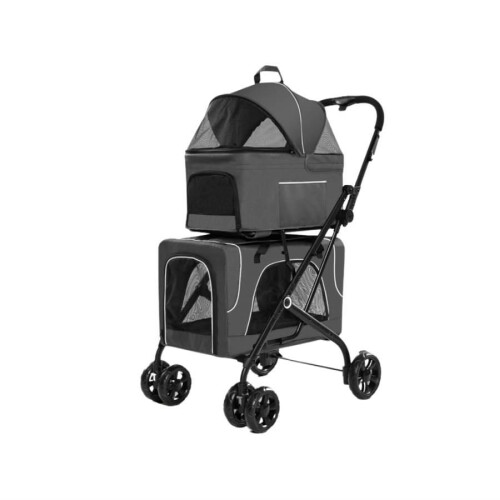 Tommy Çift Katlı Evcil Hayvan Arabası Gri 66x50x98 Cm Max 30 Kg - 1