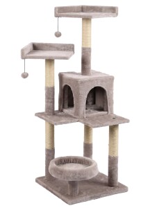 Tommy Çok Katlı Lüks Bej Kedi Tırmalama Evi 45x45x121 - Tommy