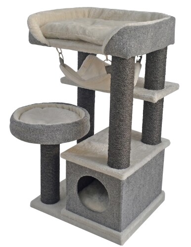 Tommy Çok Katlı Lüks Gri Kedi Tırmalama Evi 48x40x90 - 1