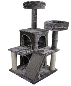 Tommy Çok Katlı Lüks Gri Kedi Tırmalama Evi 50x50x116 - Tommy