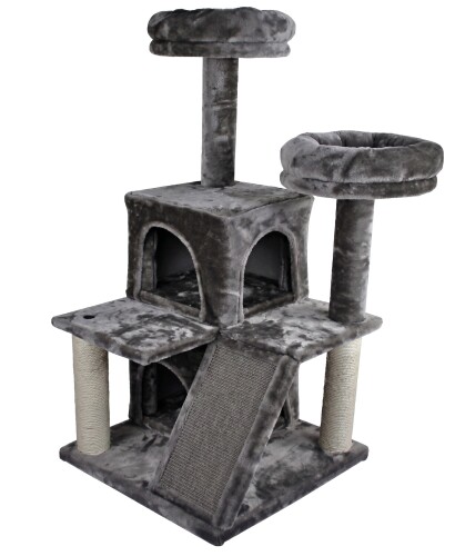 Tommy Çok Katlı Lüks Gri Kedi Tırmalama Evi 50x50x116 - 1