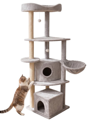 Tommy Çok Katlı Lüks Gri Kedi Tırmalama Evi 50x50x158 - 1