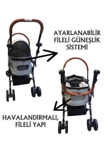 Tommy Evcil Hayvan Arabası 76, 5 X 48 X 99 cm Gri Max 15 kg - 4