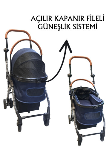 Tommy Evcil Hayvan Arabası 76, 5 X 48 X 99 cm Lacivert Max 15 kg - 3