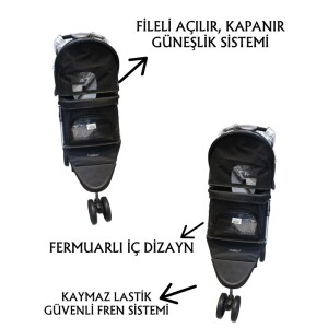 Tommy Evcil Hayvan Arabası 80x46x99cm Siyah Max 15 Kg - 2