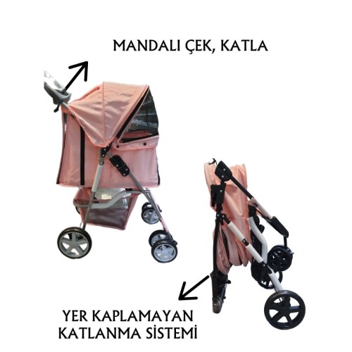 Tommy Evcil Hayvan Arabası 82x46x99cm Pembe Max 15 Kg - 3