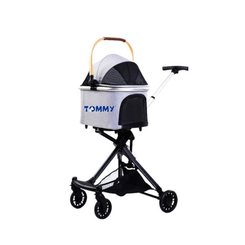 Tommy Evcil Hayvan Arabası 83x48.5x110 cm Gold Gri Max 10 kg - 1