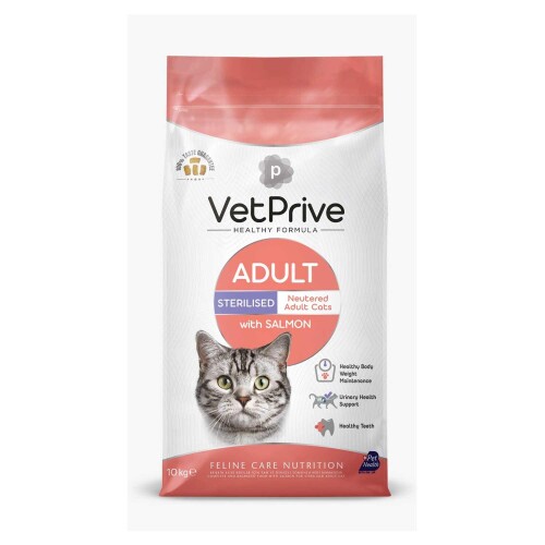 Vet Prive Sterilised Somonlu Kısırlaştırılmış Kedi Maması 10 kg - 1