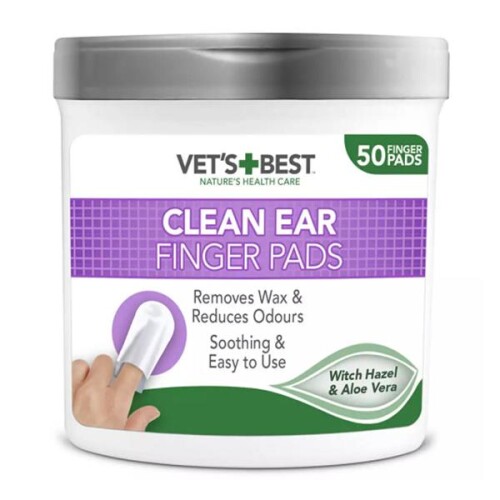 Vet's Best Kedi ve Köpekler İçin Fındık ve Aloe Vera Özlü Kulak Temizleme Pedi 50'li - 1