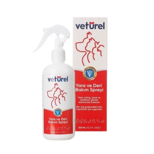 Veturel Kedi, Köpek ve Diğer Hayvanlar İçin Yara ve Deri Bakım Spreyi 300 Ml - 1