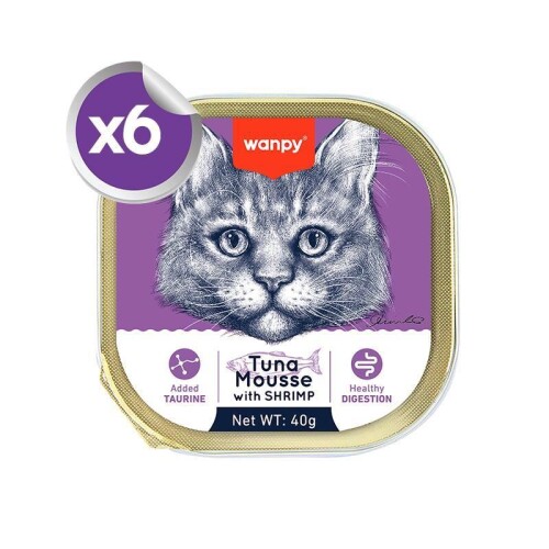 Wanpy Alutray Pouch Ton Balıklı ve Karidesli Pate Yetişkin Kedi Konservesi 6x40 gr - 1