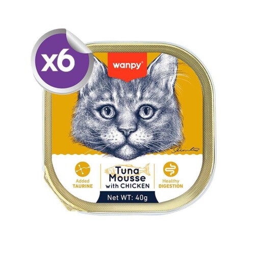 Wanpy Alutray Ton Balıklı ve Tavuklu Pate Yetişkin Kedi Konservesi 6x40 gr - 1
