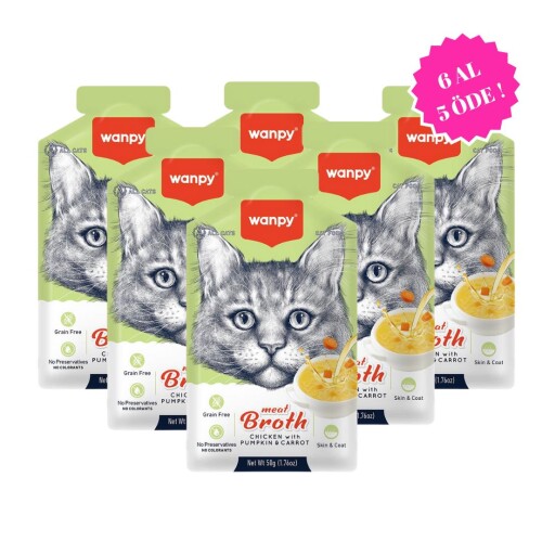Wanpy Balkabağı Tavuk Havuçlu Etli Kedi Çorbası 50 gr (6 AL 5 ÖDE) - 1