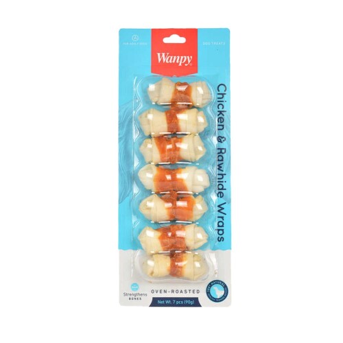 Wanpy Deri Üzerine Tavuk Sarılı Köpek Ödülü 90 gr 7'li - 1