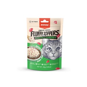 Wanpy Fluffy Topper Dondurularak Kurutulmuş Tavuklu ve Kızılcıklı Kedi Ödül Maması 30 Gr - Wanpy