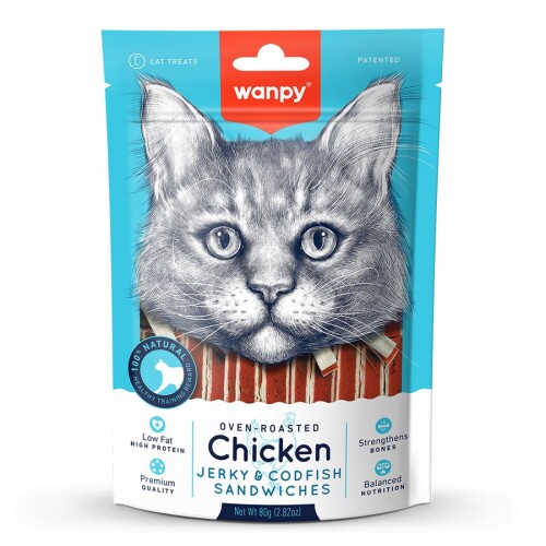 Wanpy Gerçek Tavuk Morina Balıklı Yumuşak Kedi Ödülü 80 Gr - 1