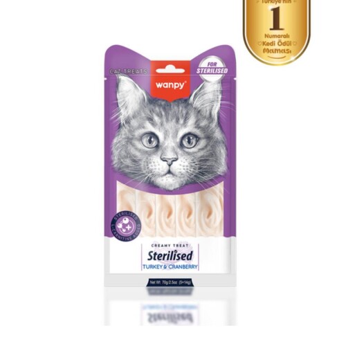 Wanpy Hindi & Kızılcıklı Kısırlaştırılmış Kedi Krema Ödülü 5×14 Gr - 1