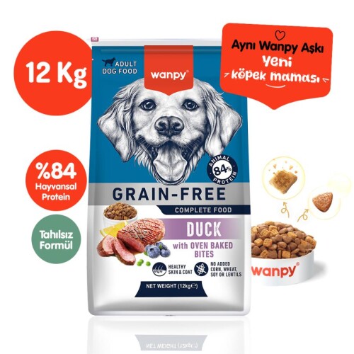 Wanpy Ördekli Tahılsız Yetişkin Köpek Maması 12 kg - 1