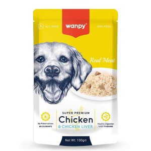 Wanpy Pouch Tavuk ve Ciğerli Yetişkin Köpek Konservesi 100 Gr - Wanpy