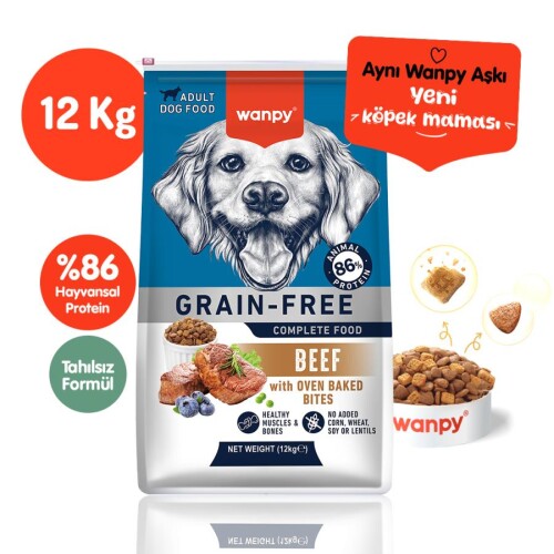 Wanpy Sığır Etli Tahılsız Yetişkin Köpek Maması 12 kg - 1