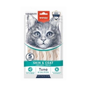 Wanpy Skin&Coat Ton Balığı ve Somonlu Sıvı Krema Kedi Ödülü 5x14 Gr - Wanpy