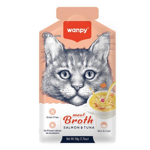 Wanpy Somon ve Ton Balıklı Kedi Çorbası 50 gr - 1