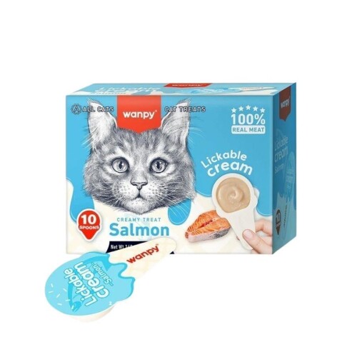 Wanpy Somonlu Kaşık Krema Kedi Ödül Maması 10x16 gr - 1