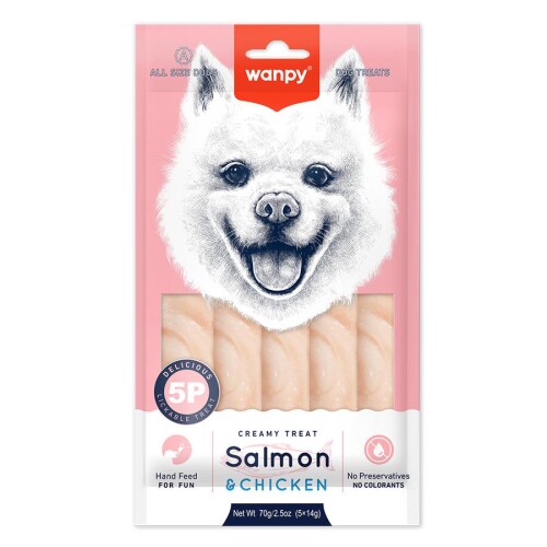 Wanpy Somonlu ve Tavuklu Krema Köpek Ödülü 5 X 14 gr - 1