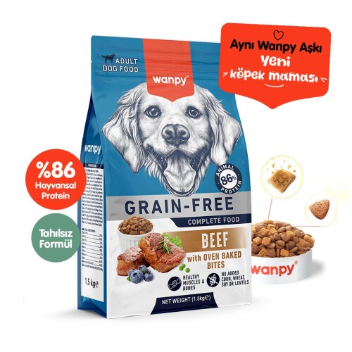 Wanpy Sığır Etli Tahılsız Yetişkin Köpek Maması 1,5 kg - 1